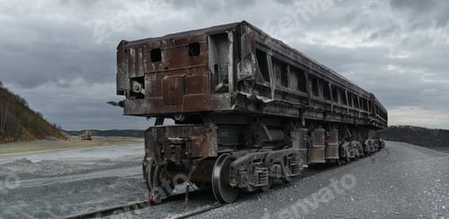 Preview: Old Rusty Railway Wagon For Transportation Of Goods By Rail, High Resolution And Detail Panorama.