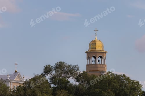 Preview: View Of The Classic Orthodox Bell Tower Of Balti Or Beltsy . Religious Background.
