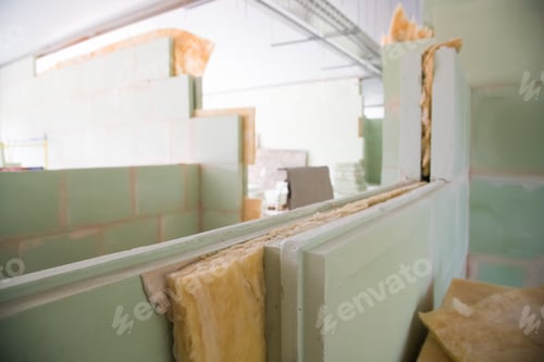Preview: Unfinished Construction Empty Room. Walls From Lightweight Aggregate Concrete Blocks With Empty