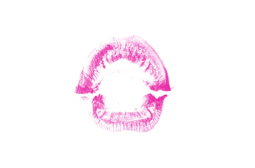 Preview: Color Lipstick Kiss Mark On White Background. Beautiful Lips Isolated On White. A Bright Imprint Of