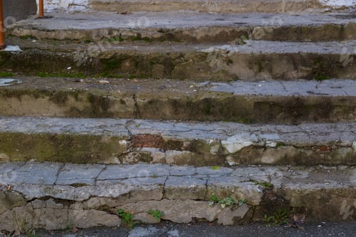 Preview: Destroyed Stairs In Urban Environment, Illustrative Background