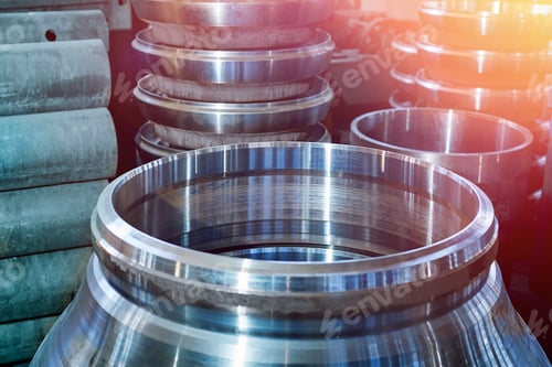 Preview: Industrial Background From Metal Parts Produced In Metal Industry. Manufacture Of Valves For The