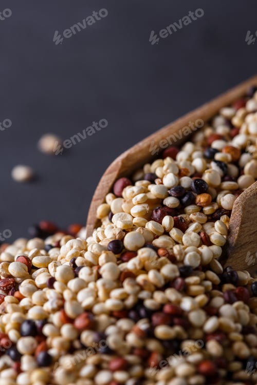 Preview: Mix Of Quinoa Grains On A Dark Stone Background