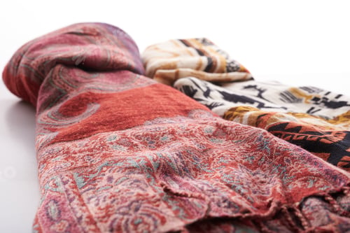 Preview: Colorful Scarves On A White Background In Oriental Style