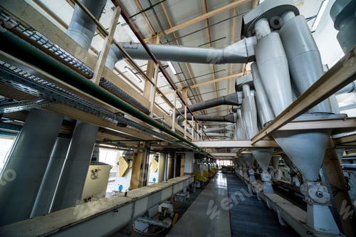 Preview: Interior Of Modern Natural Oil Factory. The Piping, Pumps And Motors. Industry Background