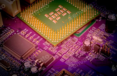 Preview: Macro View Of Cpu Pins And Circuit Mother Board