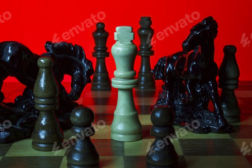 Preview: White King Surrounded By Blurry Silhouettes Of Figures