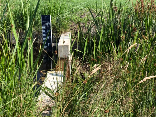Preview: Water Level Meter At A Canal Around Farmland In Friesland The Netherlands