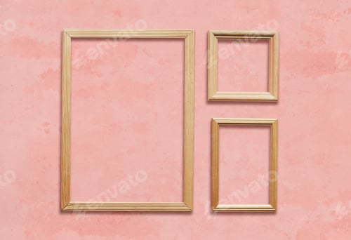 Preview: Old Wooden Frames On Pink Wall