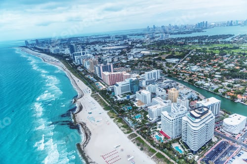 Preview: Aerial View Of South Beach Skyline In Miami At Sunset, Florida