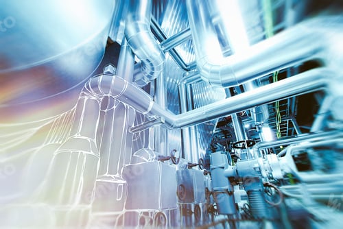 Preview: Sketch Of Piping Design Concept. Toned Image. Motion Blur Effect.