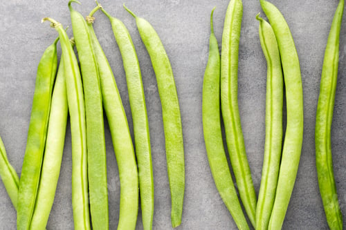 Preview: Green Beans On A Gray Background.