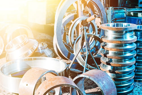 Preview: Industrial Background From Metal Parts Produced In Metal Industry. Manufacture Of Valves For The