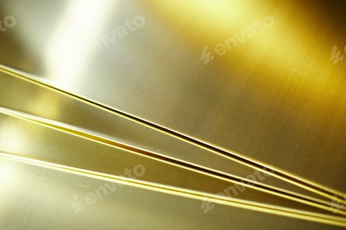 Preview: Many Brass Sheets, Warehouse Copper Plates. Close Up
