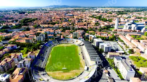 Preview: Pisa. Aerial View Of City Soccer Stadium, Arena Garibaldi.