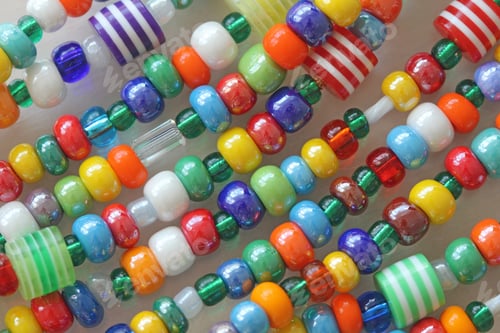 Preview: Murano And Venetian Glass Handmade. Bright Colorful Beads Of Murano Glass. Bright Background Of