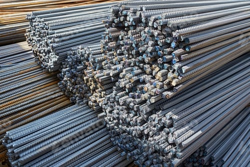 Preview: Close-Up Of Steel Bars Or Rebar For Building Construction.
