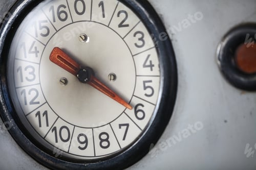 Preview: Color Close Up Shot Of An Old Pressure Gauge.