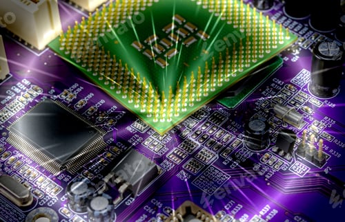 Preview: Macro View Of Cpu Pins And Circuit Mother Board