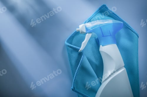 Preview: Blue Washing Cloth Sprayer On White Background.