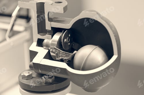 Preview: Section Of Double Eccentric Control Valve For Machines , Note Shallow Depth Of Field