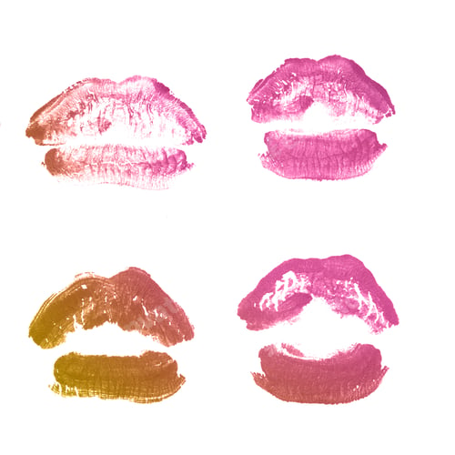 Preview: Female Lips Lipstick Kiss Print Set For Valentine Day And Love Collection Isolated On White