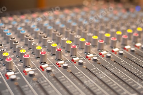 Preview: Music Studio Mixer Detail Of Volume Level In Selective Focus
