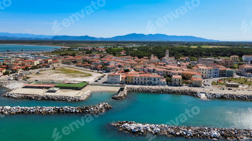 Preview: Amazing Aerial View Of Marina Di Pisa Coastline, Tuscany. Italian Shoreline From The Air