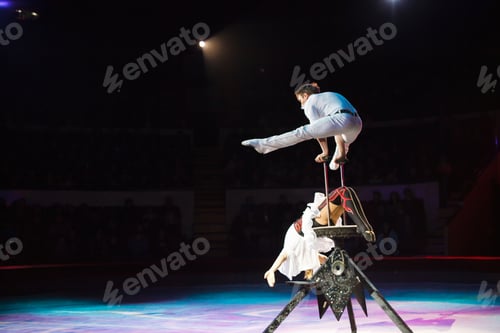 Preview: Performance Of Air Acrobats In The Circus.