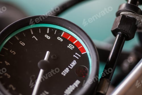 Preview: Close Up Shot Of A Motorcycle Tachometer.