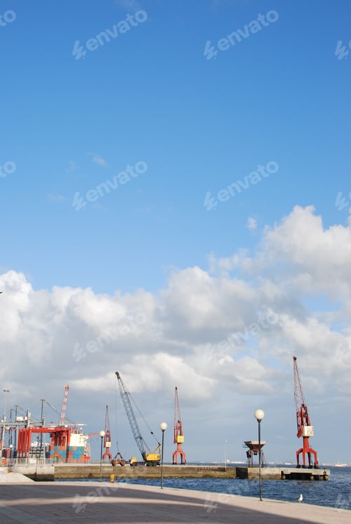 Preview: Beautiful View To Lisbon'S Shipyard Along The Tagus River (Portugal)