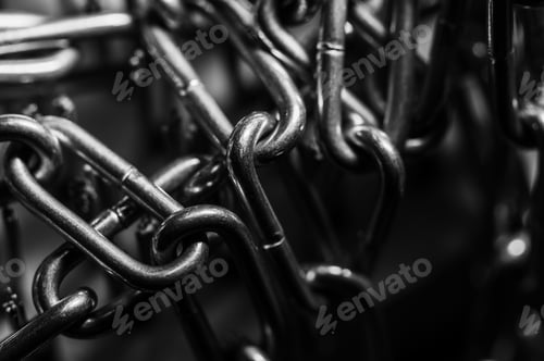 Preview: Chain Concept Of Protection.Photo Is Black And White.