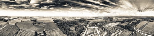Preview: Panoramic View Of Beautiful Countryside At Sunset.