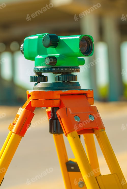 Preview: Theodolite On Construction Place Close Up