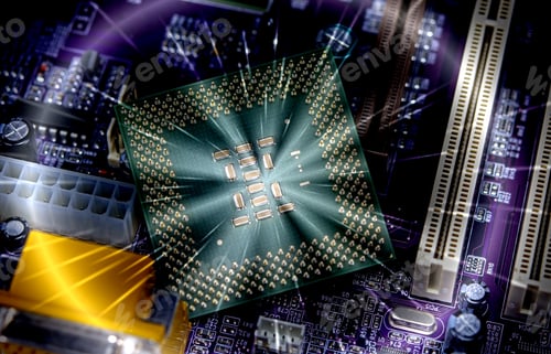 Preview: Macro View Of Cpu Pins And Circuit Mother Board