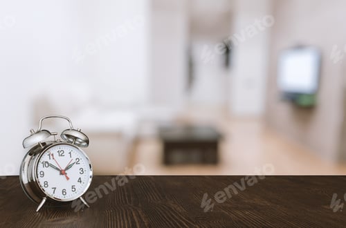 Preview: Clock On Wooden Table In The Living Room