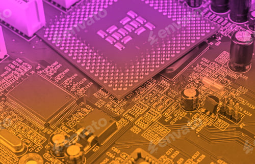 Preview: Macro View Of Cpu Pins And Circuit Mother Board