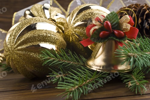 Preview: Christmas Decoration Over Old Wood Background