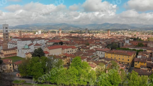 Preview: Panoramic Aerial View Of Lucca, Ancient Town Of Tuscany.