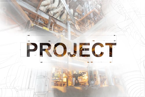 Preview: Project Word Over Blueprint Drawing Combined With Picture Of Equpment