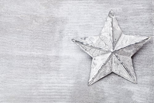 Preview: Christmas Wooden Decorations On A Grey Background.