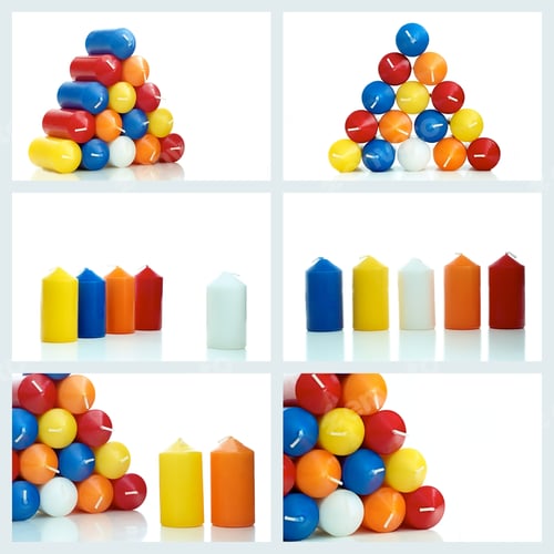 Preview: Collage Colored Candles On A White Background