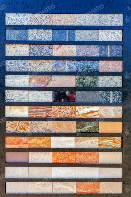 Preview: Samples Of Marble On The Exhibition Wall