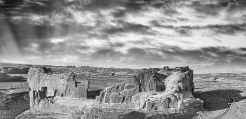 Preview: Arches National Park,Panoramic Aerial View At Sunset.