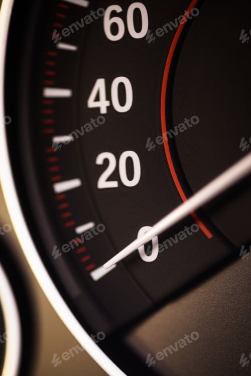 Preview: Close Up Shot Of A Speedometer In A Car.