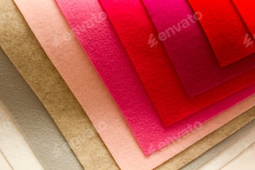 Preview: Red Palette Coloring Felt On Background.