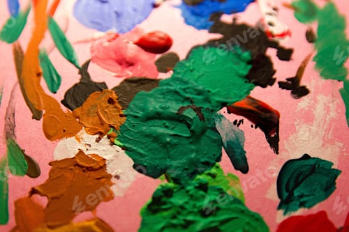 Preview: Colorful Abstract Acrylic Paints on Pink Background