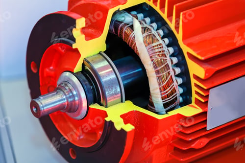 Preview: Cross Section Of Fabric Engine Part With Helical Spring; Note Shallow Depth Of Field