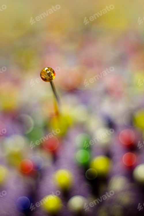Preview: Color Sewing Pins And Detail Of Reflection For Colored Abstract Background.