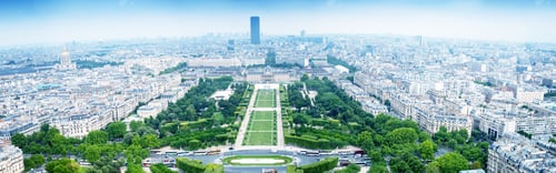 Preview: Panoramic View Of Paris From Eiffel Tower. Champs De Mars On Foreground.